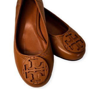 Tory Burch Minnie Ballet Flats Tan Leather Travel